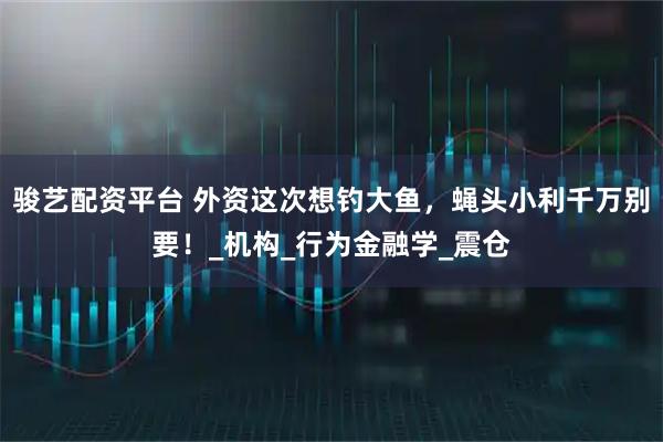 骏艺配资平台 外资这次想钓大鱼，蝇头小利千万别要！_机构_行为金融学_震仓
